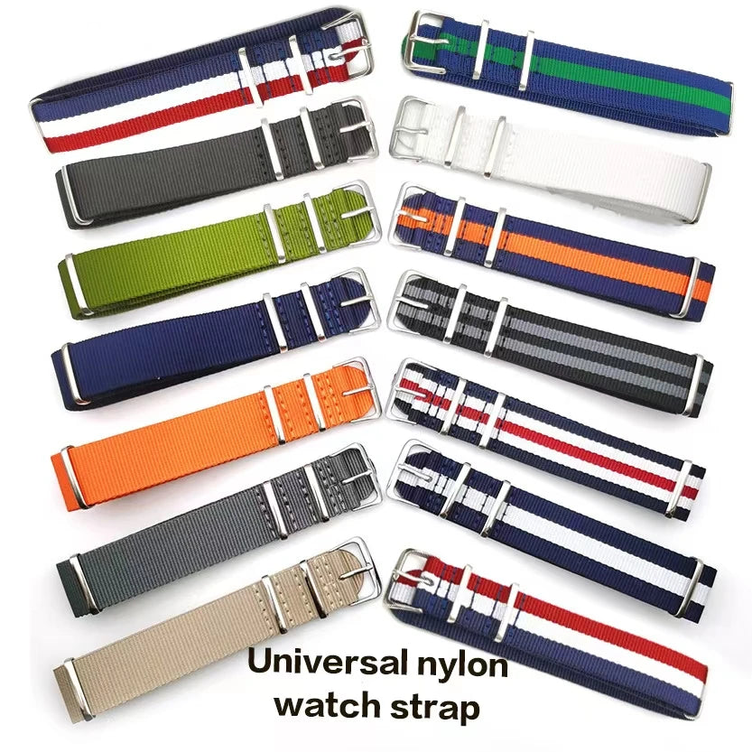 Woven Nylon Watch Strap – 18mm-22mm Canvas Wristband for Men and Women