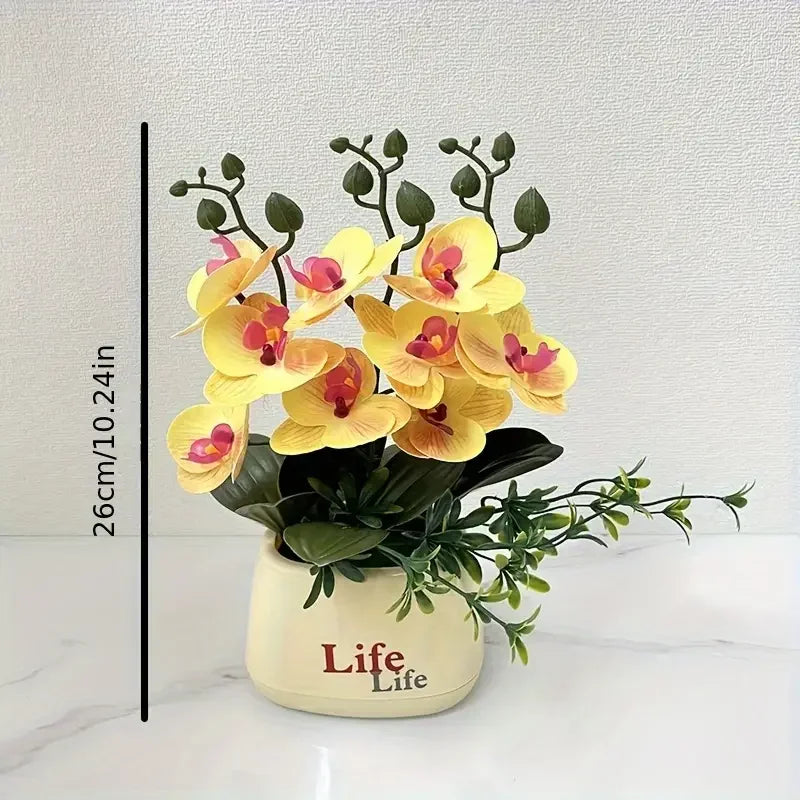 Faux Butterfly Orchid Potted Plant – Elegant Floral Decor for Home Office