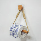 Adhesive Hemp Paper Towel Holder – Wall Mounted Rack for Bathroom Storage