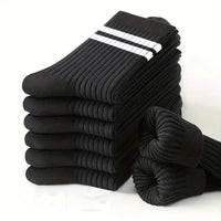 Striped Mid Tube Socks – Breathable Cotton Casual Footwear for Men