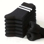 Striped Mid Tube Socks – Breathable Cotton Casual Footwear for Men