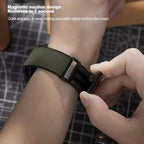 Leather Silicone Hybrid Strap – Breathable Magnetic Band for Huawei Watch Fit