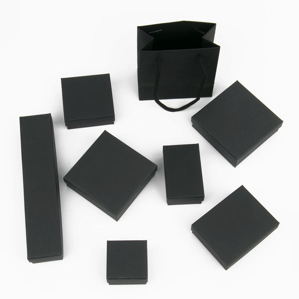 Black Square Jewelry Box – Velvet Display Organizer for Rings and Earrings