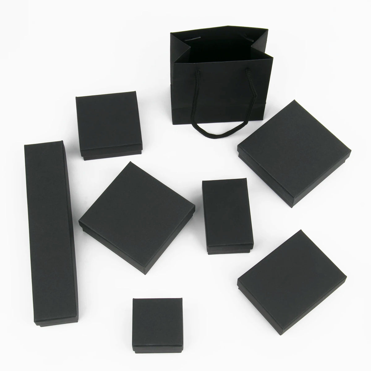 Black Square Jewelry Box – Velvet Display Organizer for Rings and Earrings