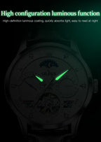 OLEVS Automatic Mechanical Watch – Leather Strap Flywheel for Business Casual