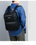 Split Leather Laptop Backpack – Large 14 Inch Travel Bag for Men