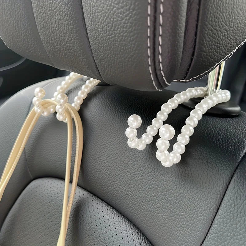 Pearl Car Headrest Hooks – Stainless Steel Hanger for Auto Seat Organization