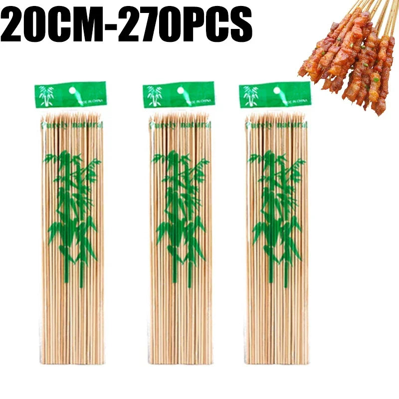 Natural Bamboo Skewers – Disposable Sticks for Grilling and BBQ Appetizers