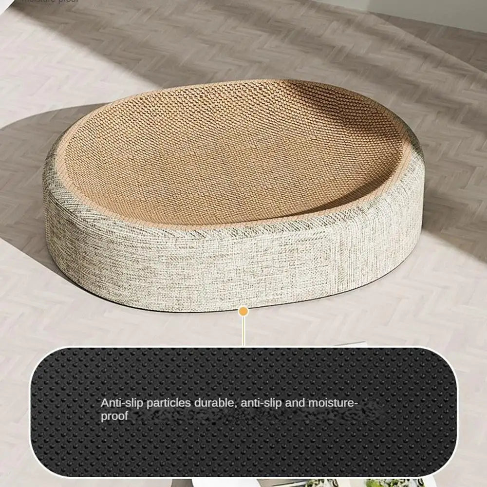 Oval Sisal Cat Scratching Bed – Wear-Resistant Pet Sleeping Mat for Cats
