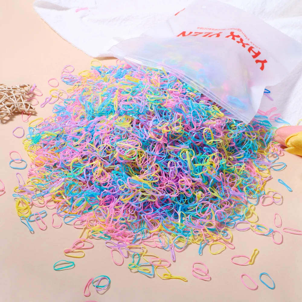 Colorful Disposable Hair Bands – Elastic Rubber Ties for Kids Hairstyles