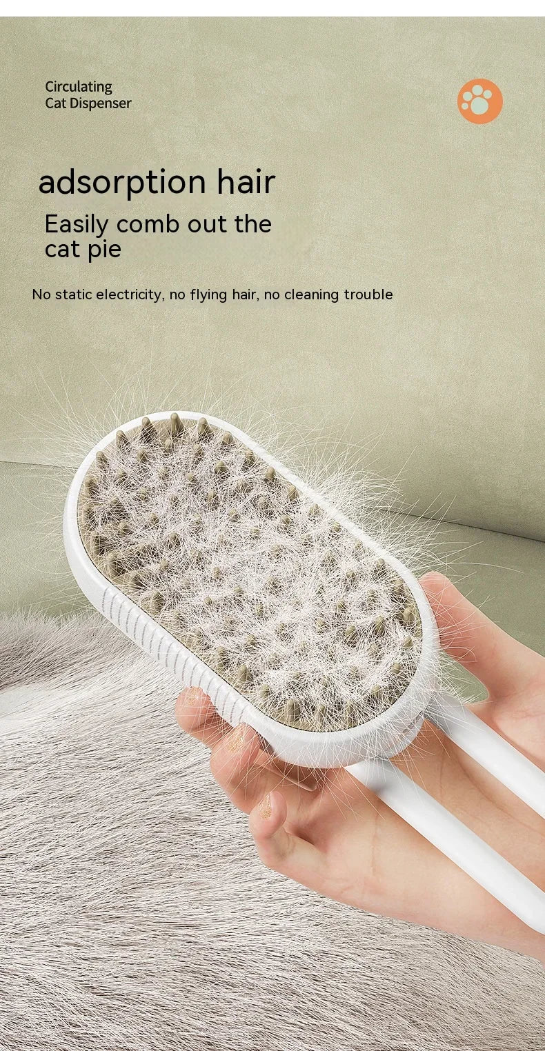 3-in-1 Pet Steam Grooming Brush – Electric Spray Comb for Dog and Cat Shedding