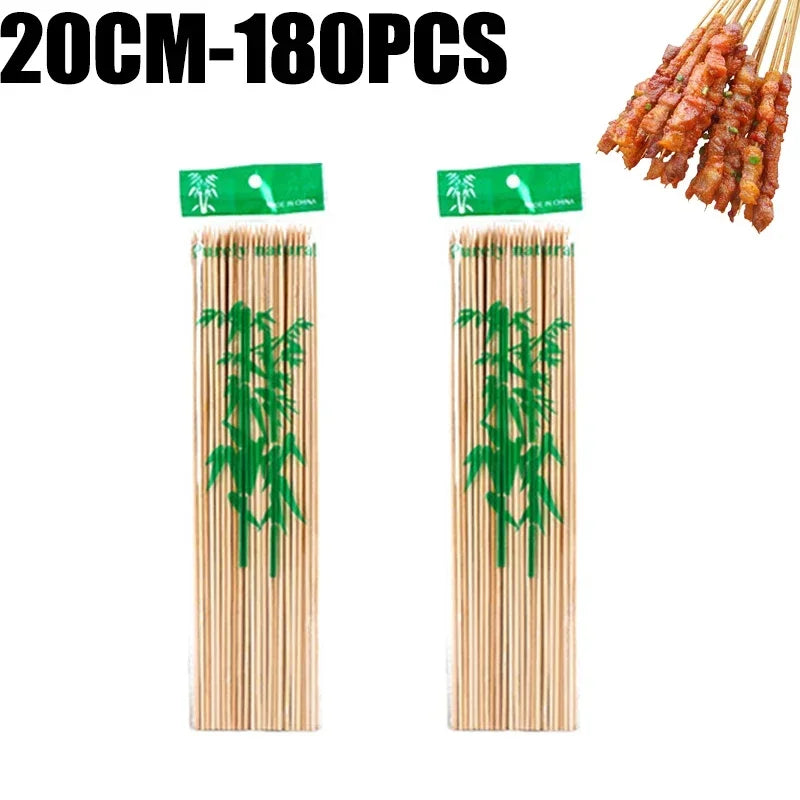 Natural Bamboo Skewers – Disposable Sticks for Grilling and BBQ Appetizers
