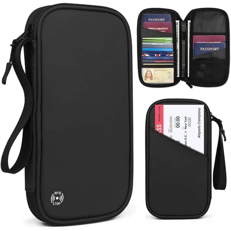 Zipped Oxford Passport Wallet – Travel Document Organizer for Men and Women