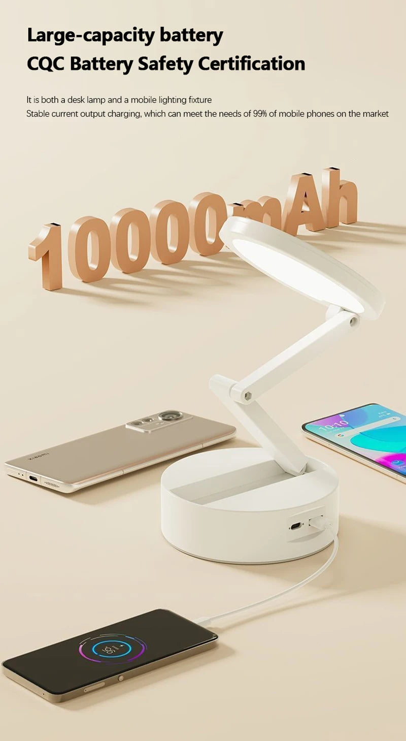Foldable LED Desk Lamp – Rechargeable USB Reading Light for Home Office
