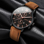 Leather Quartz Calendar Watch – Elegant Fashion Accessory for Men and Women