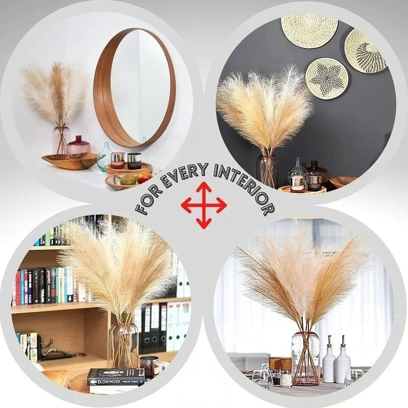Faux Pampas Grass Decor – 39-inch Fluffy Reed Bouquet for Boho Home Wedding