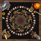 Moonlight Flower Tarot Tablecloth – Velvet Altar Mat for Witchcraft Rituals