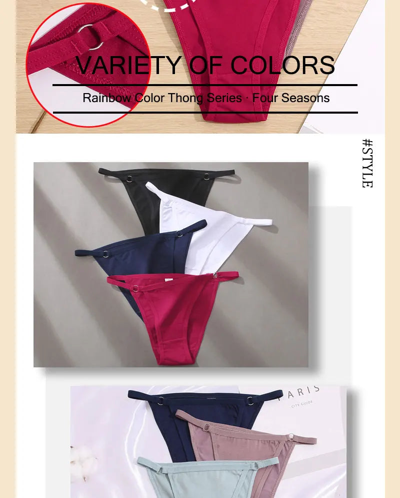Cotton Low Rise Briefs – Metal Ring Hollow Panties for Women M-2XL