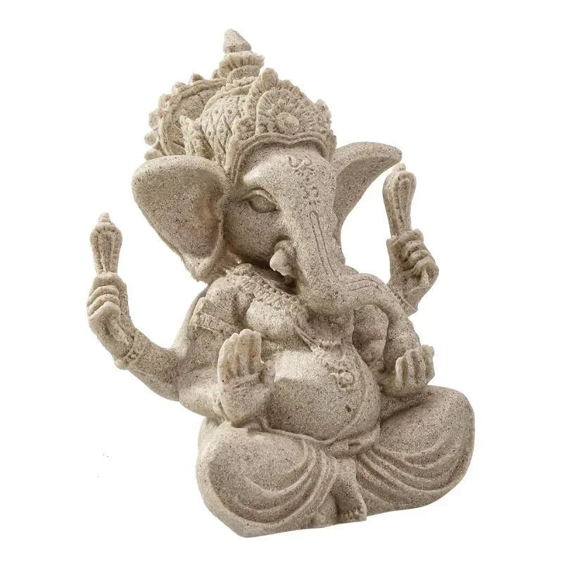 Sandstone Ganesha Elephant Statue – Handcrafted Figurine for Home Decor