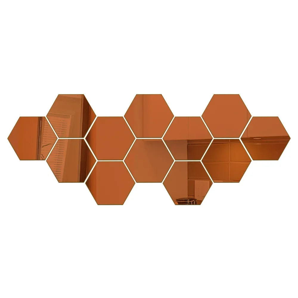 Hexagon Acrylic 3D Mirror Wall Stickers – Self-Adhesive Decor for Home
