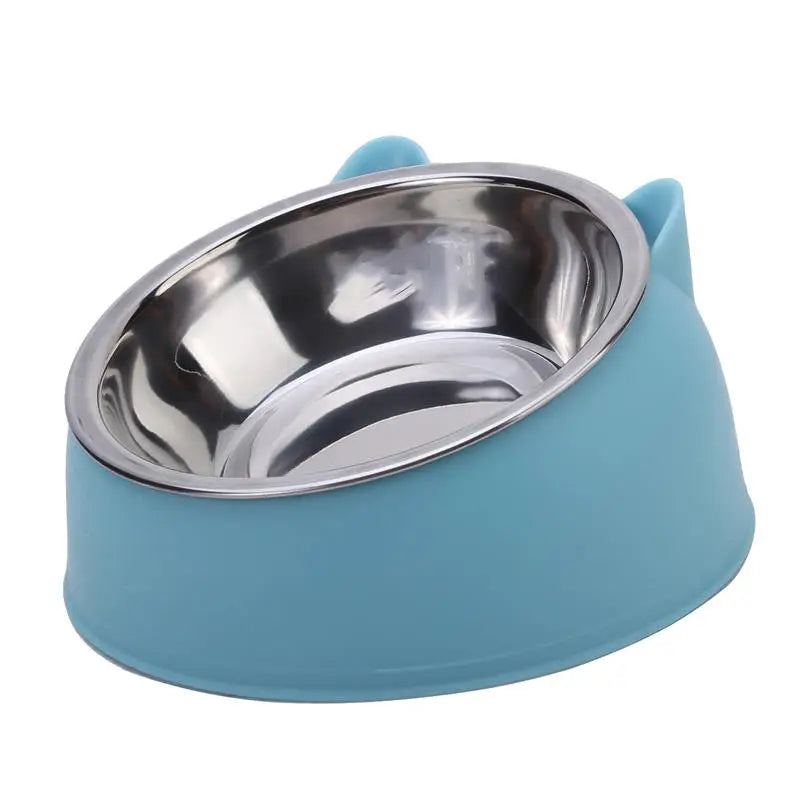 Stainless Steel Inclined Cat Bowl – Ergonomic Pet Food Feeder for Cats and Dogs