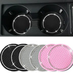 Bling Rhinestone Car Coasters – Anti-Slip Cup Holder Mats for Auto Interior