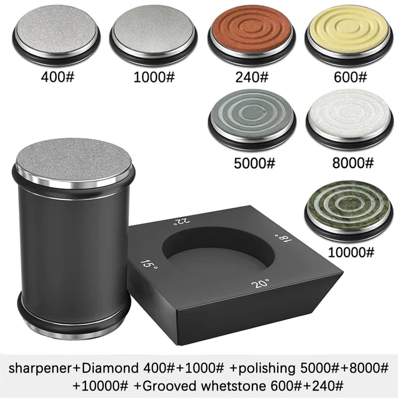 Rolling Knife Sharpener – Diamond Whetstone Kit for Straight Edge Blades