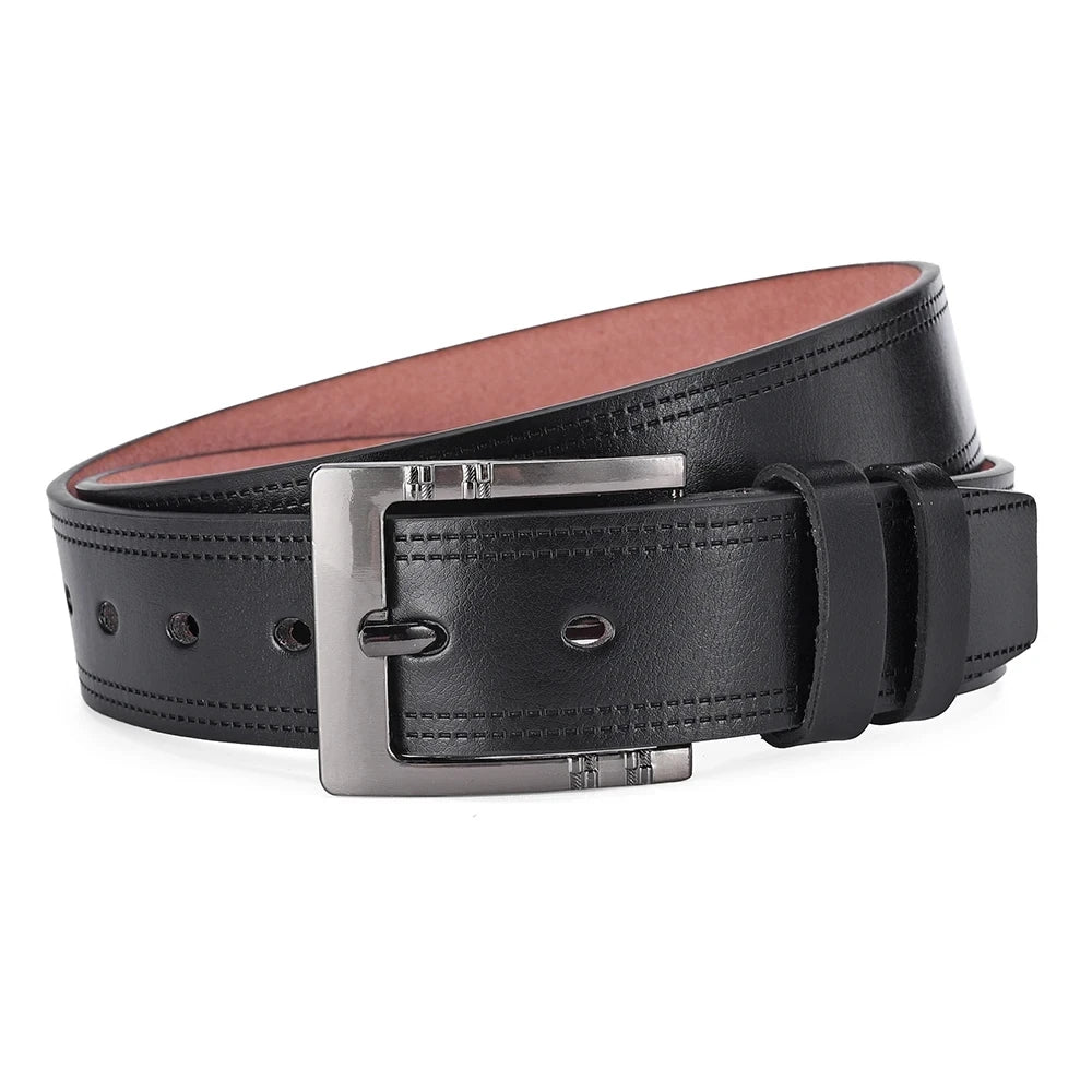 Genuine Cowskin Leather Belt – Premium Buckle Waistband for Business Casual