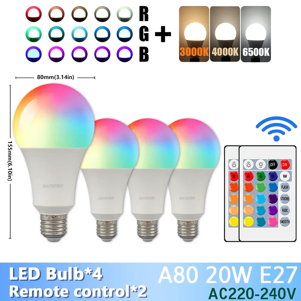 RGB LED Light Bulb – Dimmable 16 Color Remote for Home Bedroom Decor