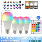 RGB LED Light Bulb – Dimmable 16 Color Remote for Home Bedroom Decor