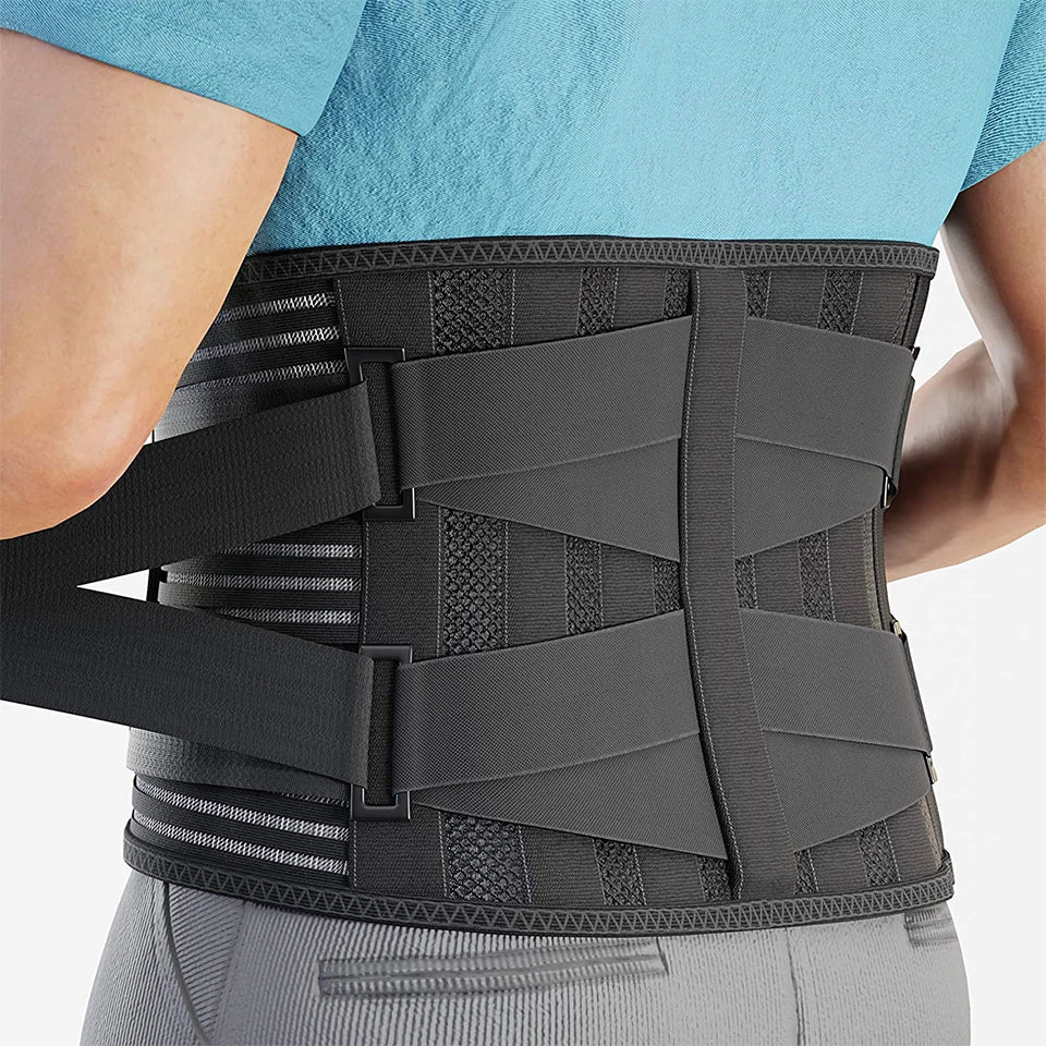 Breathable Lumbar Support Belt – 6-Stay Back Brace for Lower Back Pain Relief