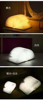 Wooden Book Lamp – Folding RGB LED Night Light for Bedroom Decor Kids Gift