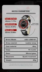 LIGE Roulette Quartz Watch – Luxury Leather Wristwatch for Men Gifts