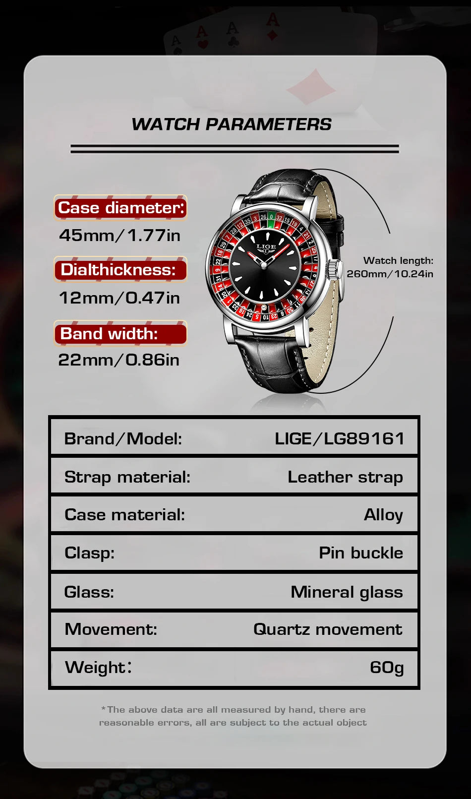 LIGE Roulette Quartz Watch – Luxury Leather Wristwatch for Men Gifts