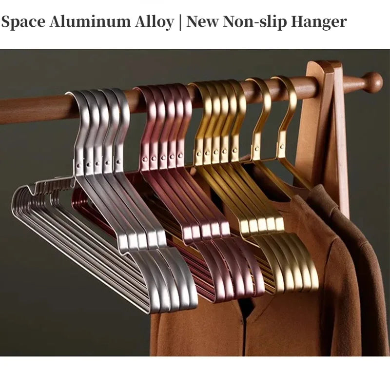 Golden Aluminum Alloy Coat Hangers – Durable Wardrobe Storage Organizer