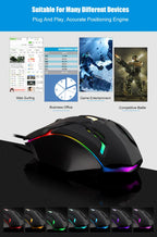 Wired LED Gaming Mouse – Ergonomic Backlit Optical Mouse for PC Desktop Laptop