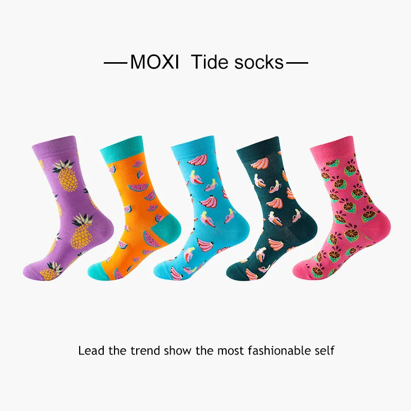 Colorful Cotton Crew Socks – Novelty Patterned Dress Wear for Men