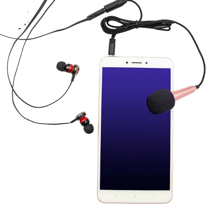 Mini Stereo Microphone – 3.5mm Handheld Mic for Phone Laptop Karaoke