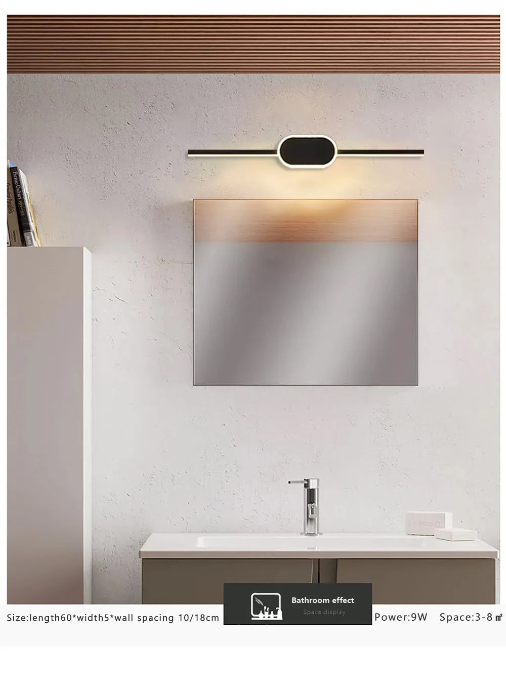 LED Mirror Front Wall Sconce – 40-80cm Strip Light for Bathroom Decor