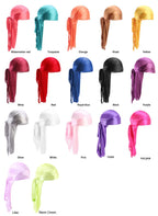 Silky Long Tail Durag – Satin Wave Cap for Men and Women Hair Styling