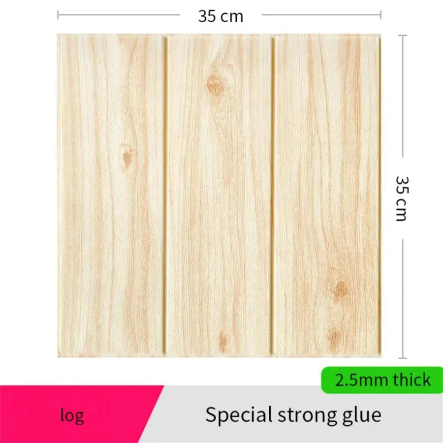 3D Wood Grain Foam Wall Tiles – Self-Adhesive Wallpaper for Home Decor
