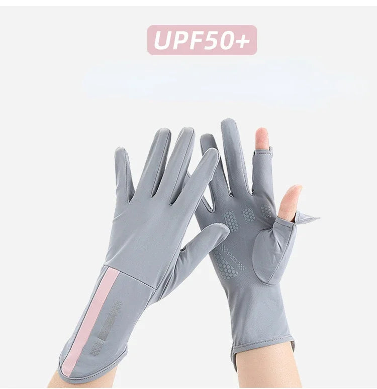 Ice Silk Sunscreen Gloves – UV Protection for Driving and Outdoor Cycling