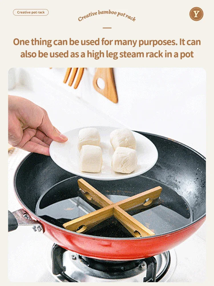 Wooden Cross Trivet – Heat-Resistant Foldable Mat for Kitchen Dining