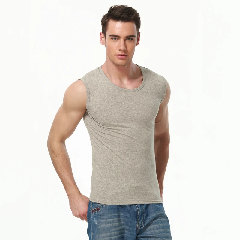 Cotton Sleeveless Compression Vest – Men's Athletic Shirt for Gym Fitness