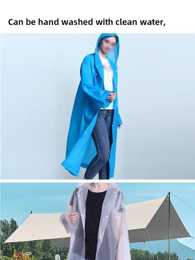 Heavy Duty Waterproof Raincoat – Thickened Hooded Poncho for Outdoor Travel