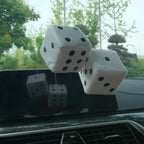 Fuzzy Dice Hanging Ornament – Plush Soft Dots for Car Rear View Mirror Decor
