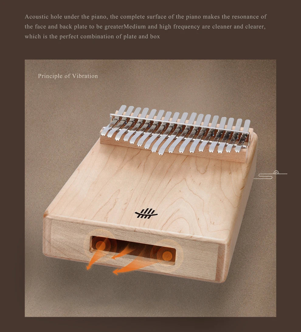 Hluru Wooden Kalimba – 21 Key Thumb Piano for Music Beginners and Education