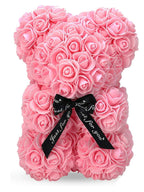 Artificial Rose Teddy Bear – 25cm Flower Figurine for Anniversary Gifts
