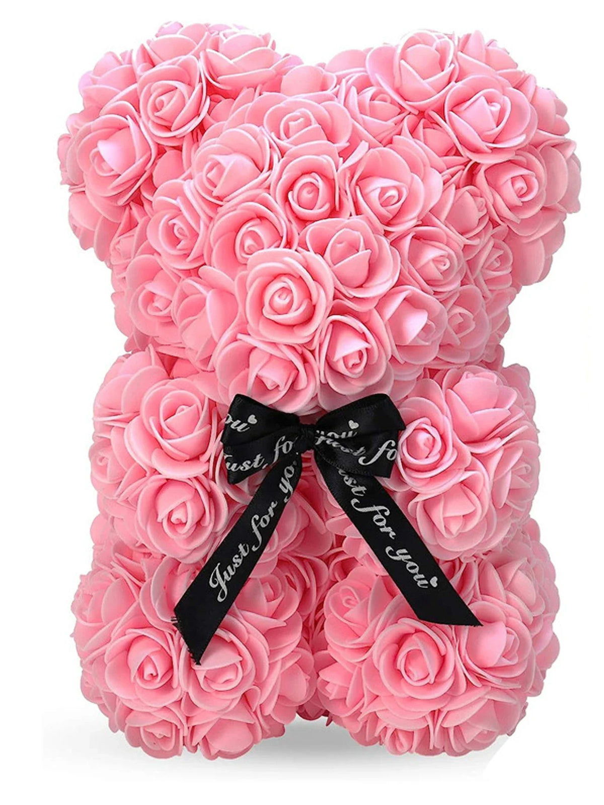 Artificial Rose Teddy Bear – 25cm Flower Figurine for Anniversary Gifts