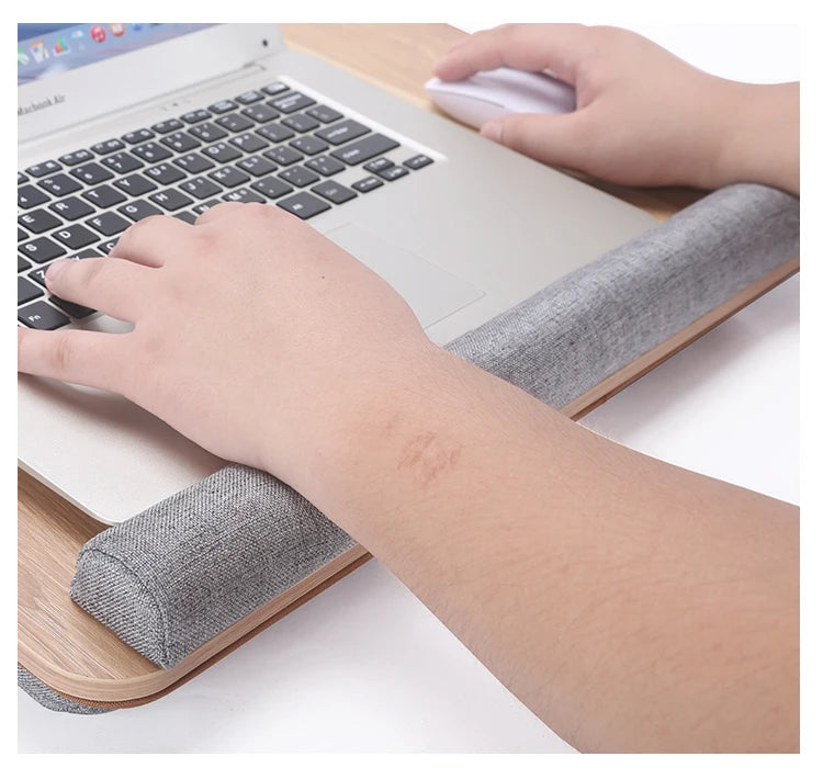 Portable Wooden Laptop Bed Desk – 15 Inch Lap Tray with Cushion for Study